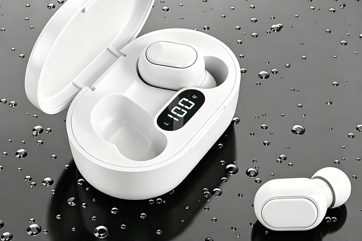 Bluetooth 5.1 Wireless Earbuds with LED Display IPX4 Waterproof Headphones-White - Image 5