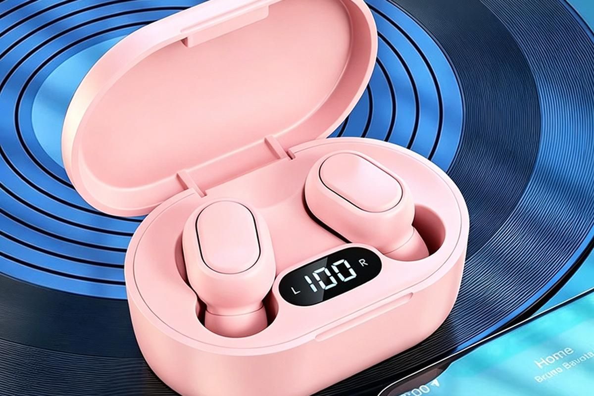 Bluetooth 5.1 Wireless Earbuds with LED Display IPX4 Waterproof Headphones-Pink - Image 4