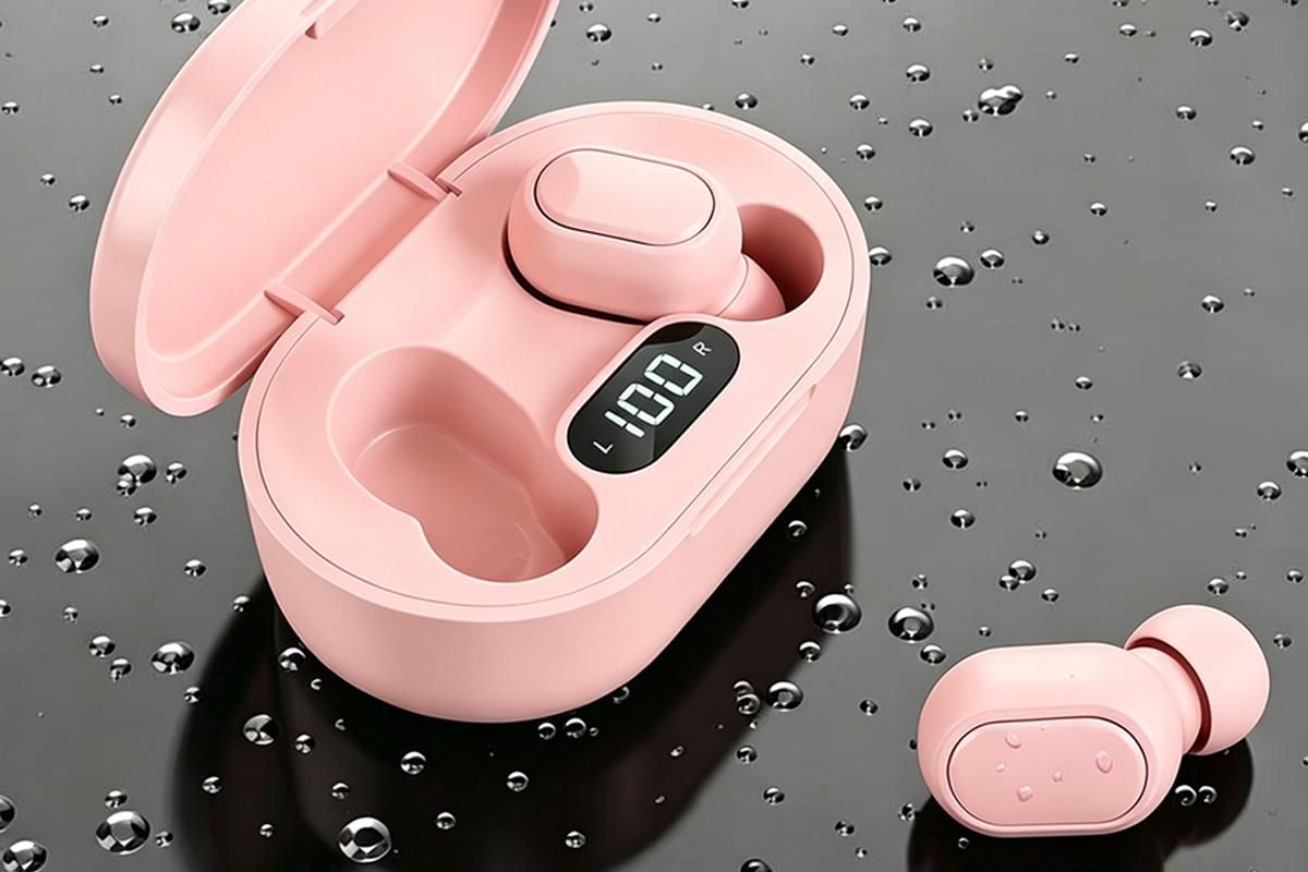 Bluetooth 5.1 Wireless Earbuds with LED Display IPX4 Waterproof Headphones-Pink - Image 5