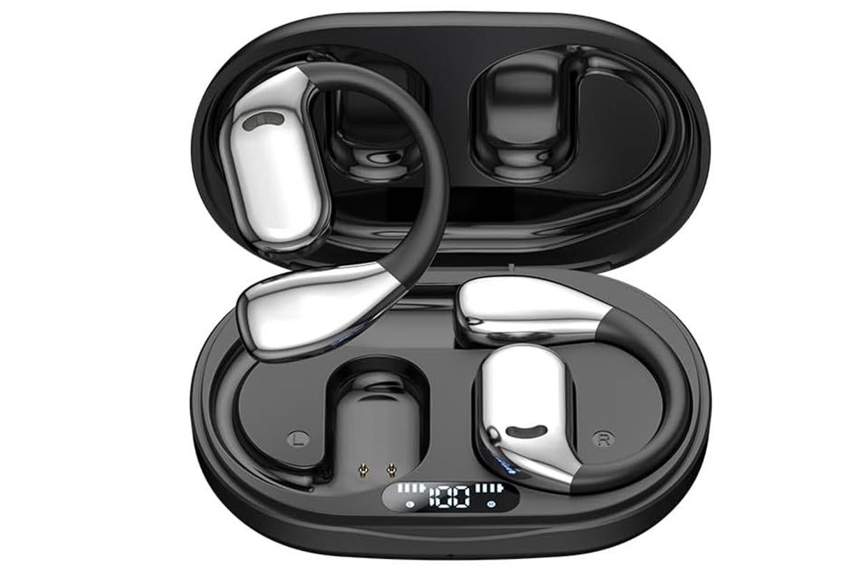 Bluetooth 5.4 Headphones TWS HiFi Stereo Earbuds Over Ear Ear Buds IP6 Waterproof Wireless Earphones LED Display Headset for Gym-Black - Image 2