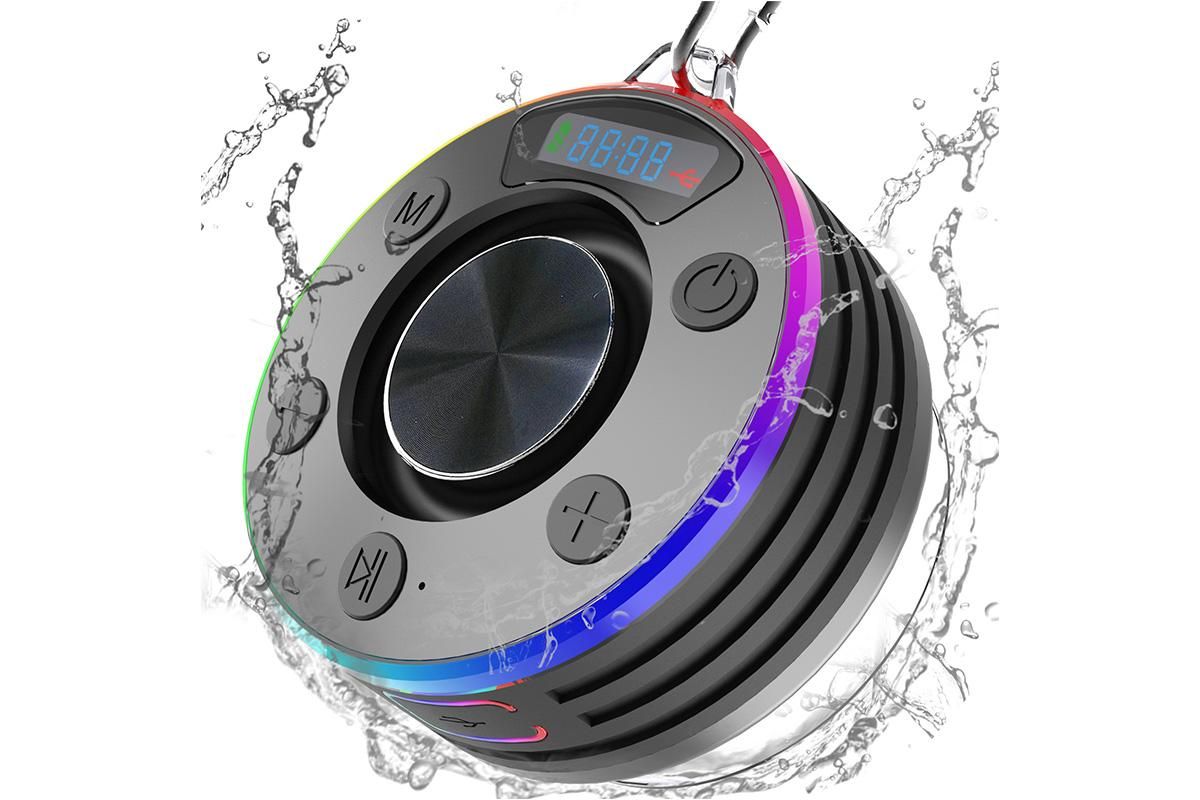 Bluetooth 5.3 Shower Speaker Water-resistant Wireless Speaker With Suction Cup Shower Radio For Outdoor-Black - Image 2