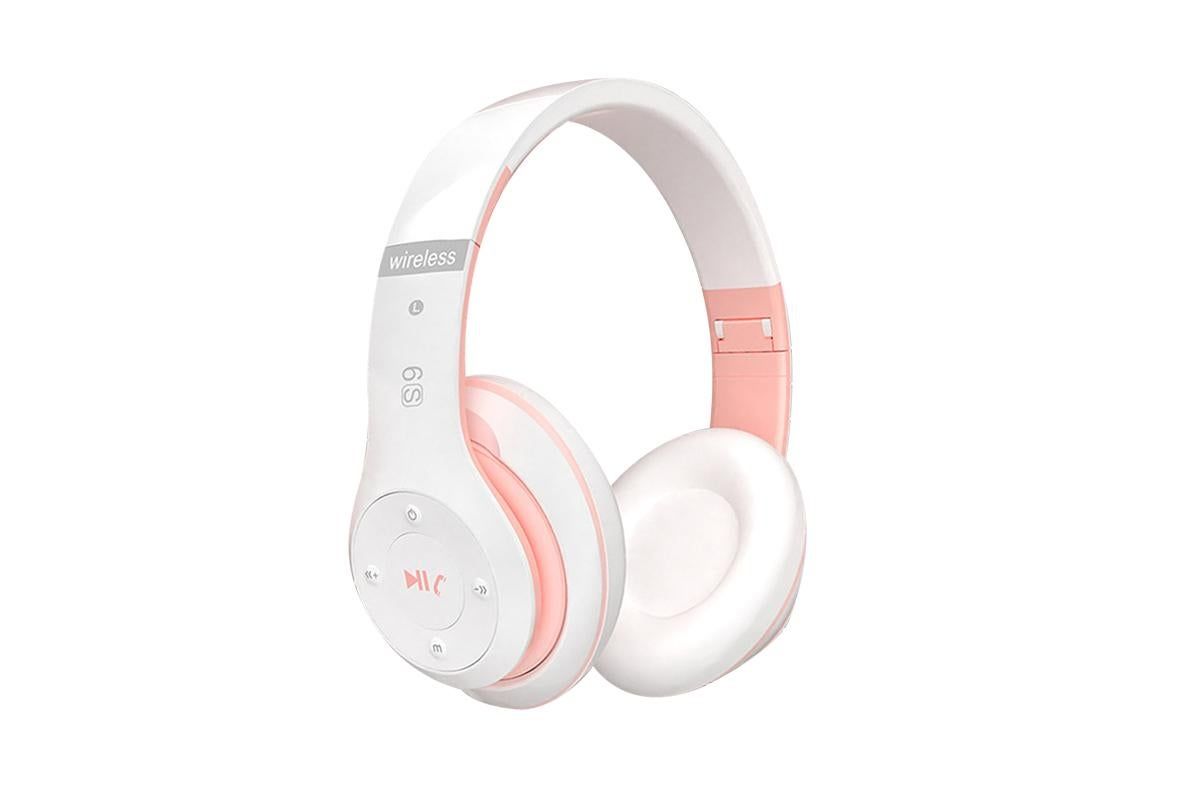 Bluetooth Headphones Over Ear HiFi Stereo Sound Wireless Headphones for Travel Work Cellphone-Pink - Image 1