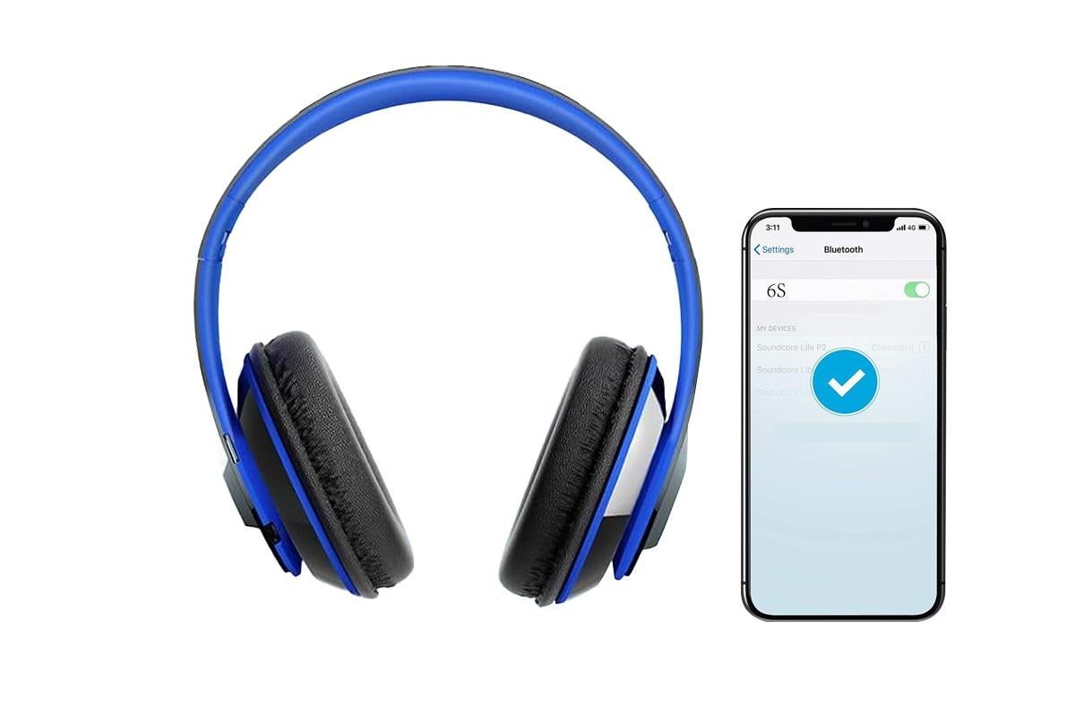 Bluetooth Headphones Over Ear HiFi Stereo Sound Wireless Headphones for Travel Work Cellphone-Blue - Image 3