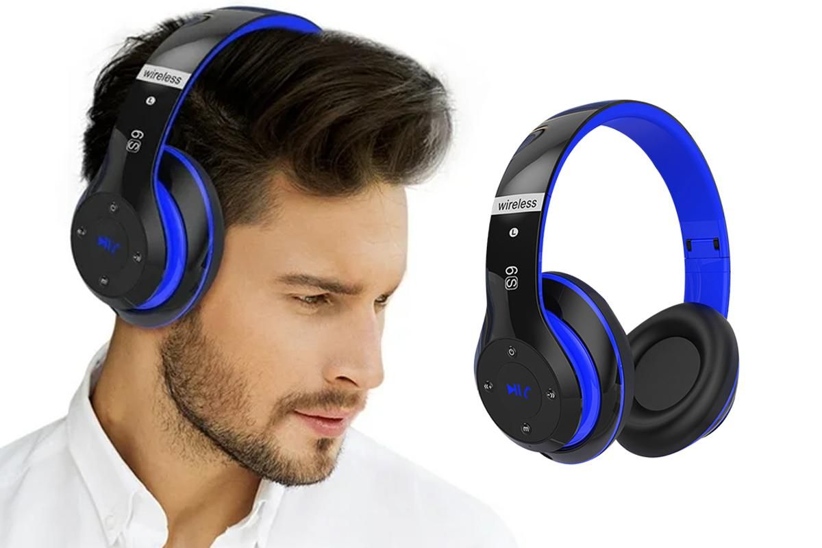 Bluetooth Headphones Over Ear HiFi Stereo Sound Wireless Headphones for Travel Work Cellphone-Blue - Image 5