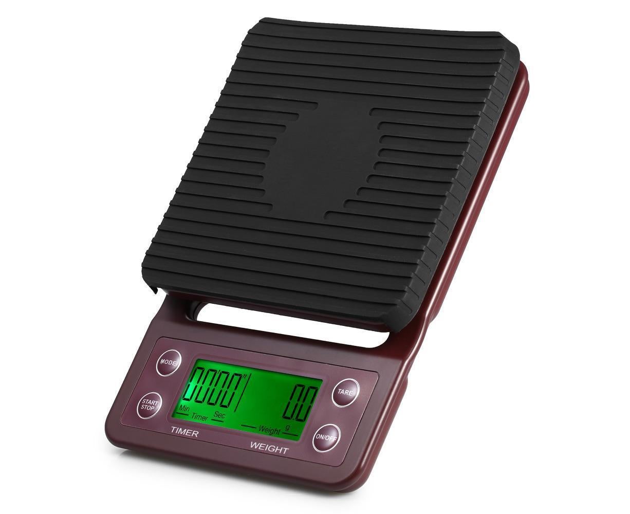 5kg/0.5g Coffee Drip Scale with Timer and Tare Function - Burgundy - Image 1