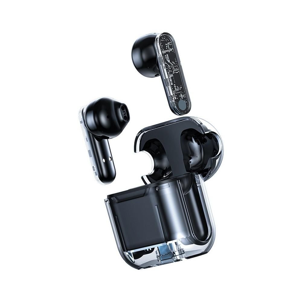 TWS Wireless Earphones 5.3 Bluetooth Headset with Mic HD Sound Auriculares Transparent Cute Half in Ear Headphones -Black - Image 1