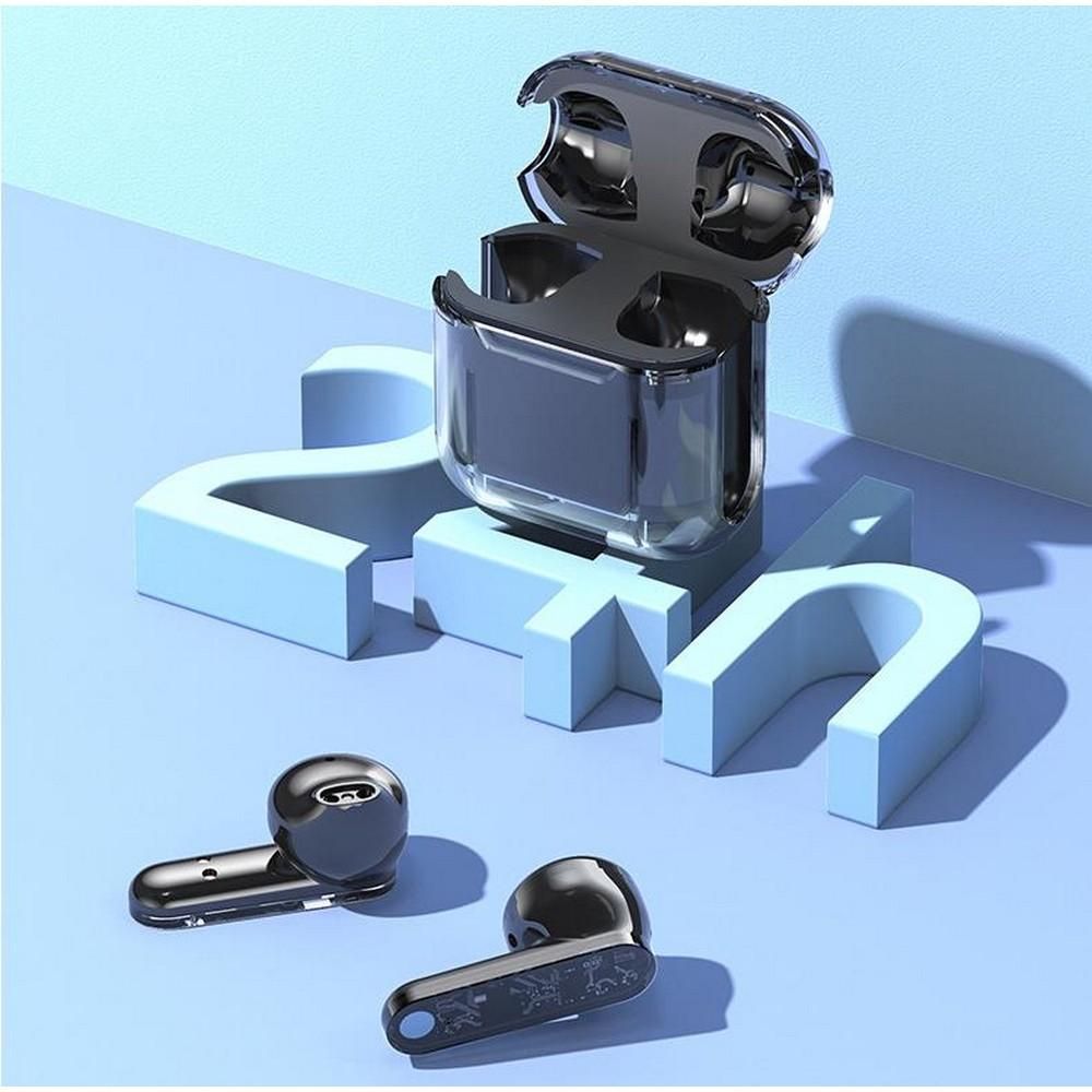 TWS Wireless Earphones 5.3 Bluetooth Headset with Mic HD Sound Auriculares Transparent Cute Half in Ear Headphones -Black - Image 3