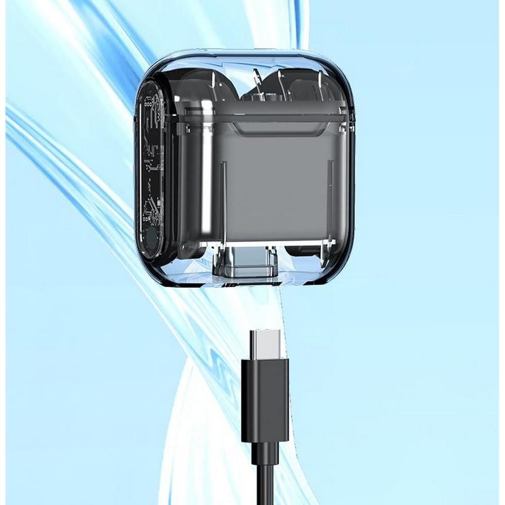 TWS Wireless Earphones 5.3 Bluetooth Headset with Mic HD Sound Auriculares Transparent Cute Half in Ear Headphones -Black - Image 6