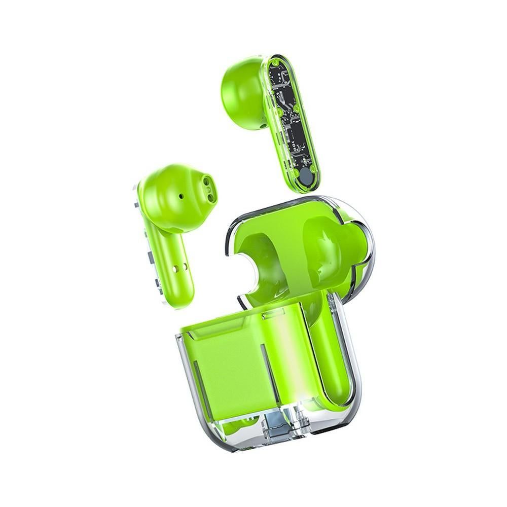 TWS Wireless Earphones 5.3 Bluetooth Headset with Mic HD Sound Auriculares Transparent Cute Half in Ear Headphones -Pink - Image 3