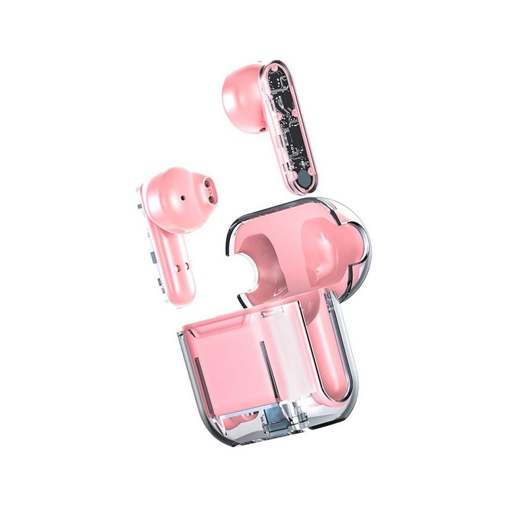 TWS Wireless Earphones 5.3 Bluetooth Headset with Mic HD Sound Auriculares Transparent Cute Half in Ear Headphones -Green - Image 2