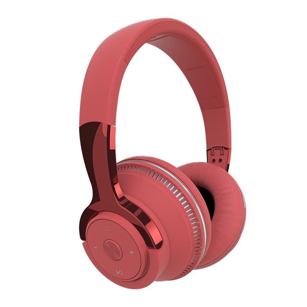 Wireless Bluetooth Headphones Over Ear Foldable Stereo Noise Cancelling Earphone for Travel Home Office -Red - Image 1