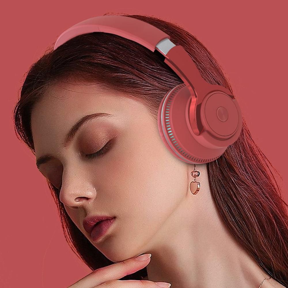 Wireless Bluetooth Headphones Over Ear Foldable Stereo Noise Cancelling Earphone for Travel Home Office -Red - Image 4