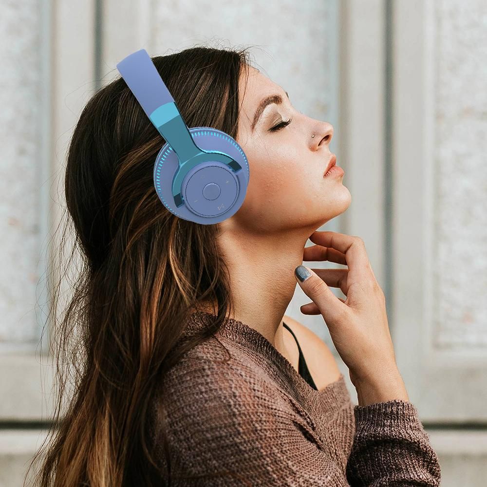 Wireless Bluetooth Headphones Over Ear Foldable Stereo Noise Cancelling Earphone for Travel Home Office -Blue - Image 5