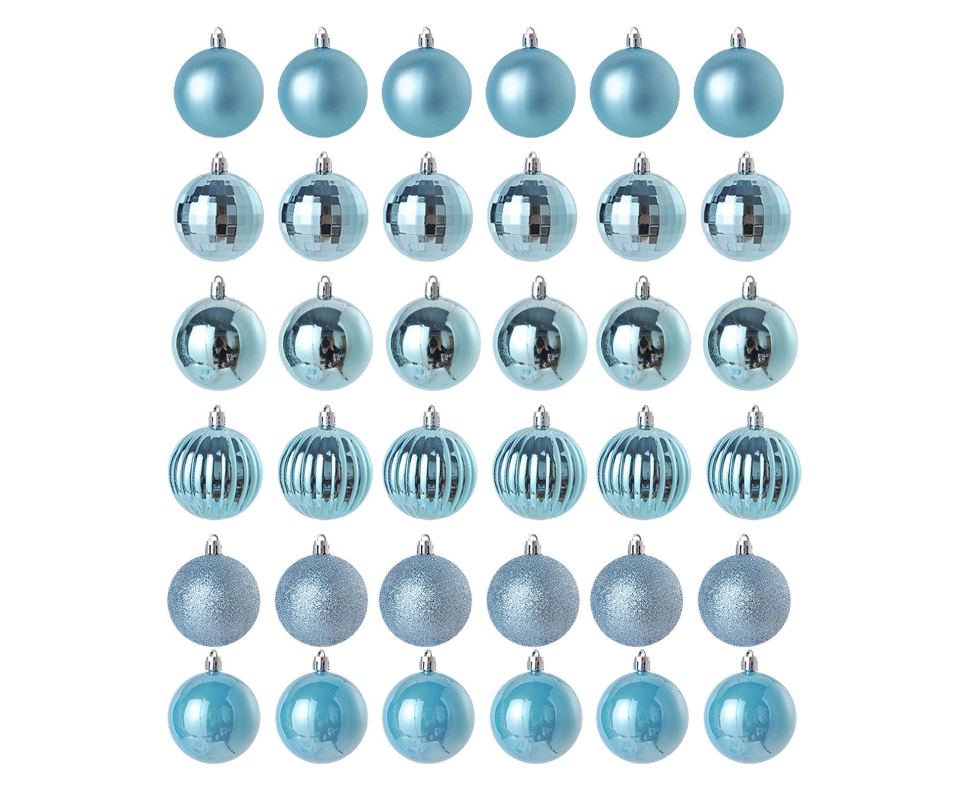 36Pcs Xmas Ball Electroplating Ornaments-Lake Blue - Image 1