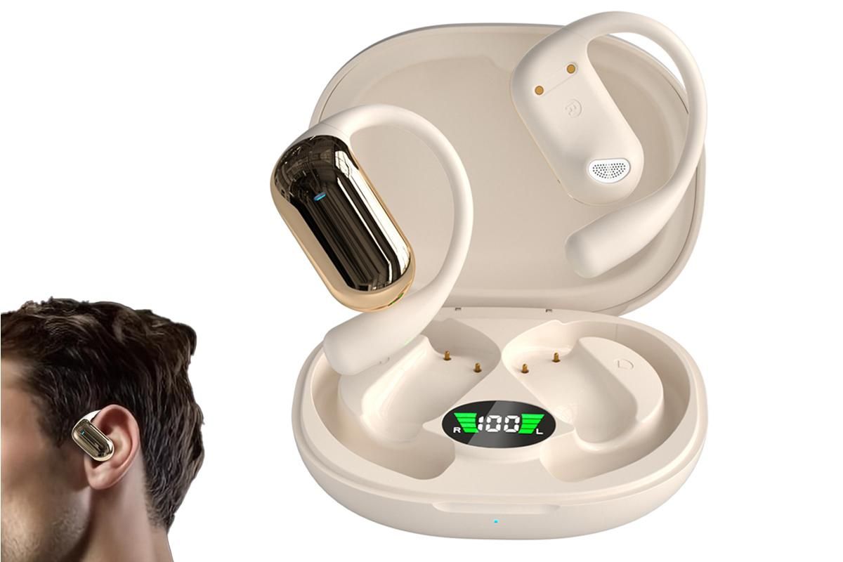 Wireless Earbud Bluetooth Compatible 5.4 Sports Earhook Earphone Earbuds-Khaki - Image 1