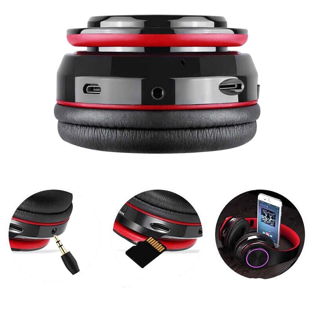 Wireless Headphones Wireless Earbuds B39 LED Light Up Foldable Headset Bluetooth 5.0 Stereo Headphones Built in Microphone -Black - Image 4