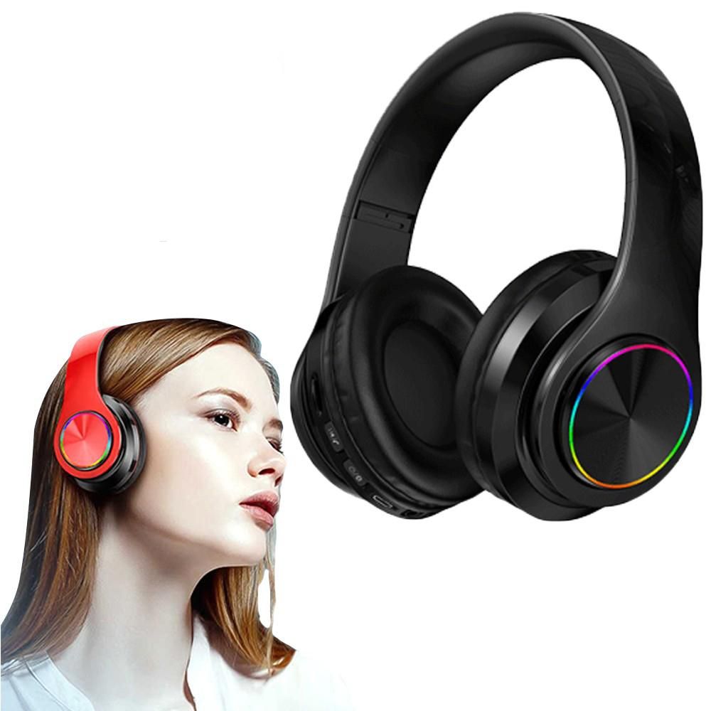 Wireless Headphones Wireless Earbuds B39 LED Light Up Foldable Headset Bluetooth 5.0 Stereo Headphones Built in Microphone -Black - Image 8