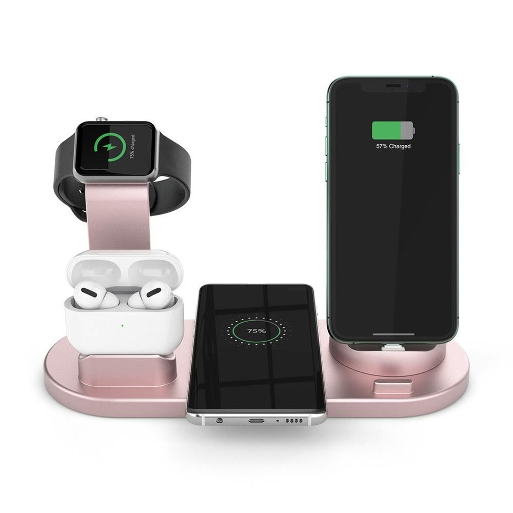 Wireless Charger Dock 3 in 1 Charging Station Wireless Charger Stand for Apple iPhone Watch -Rose gold - Image 2