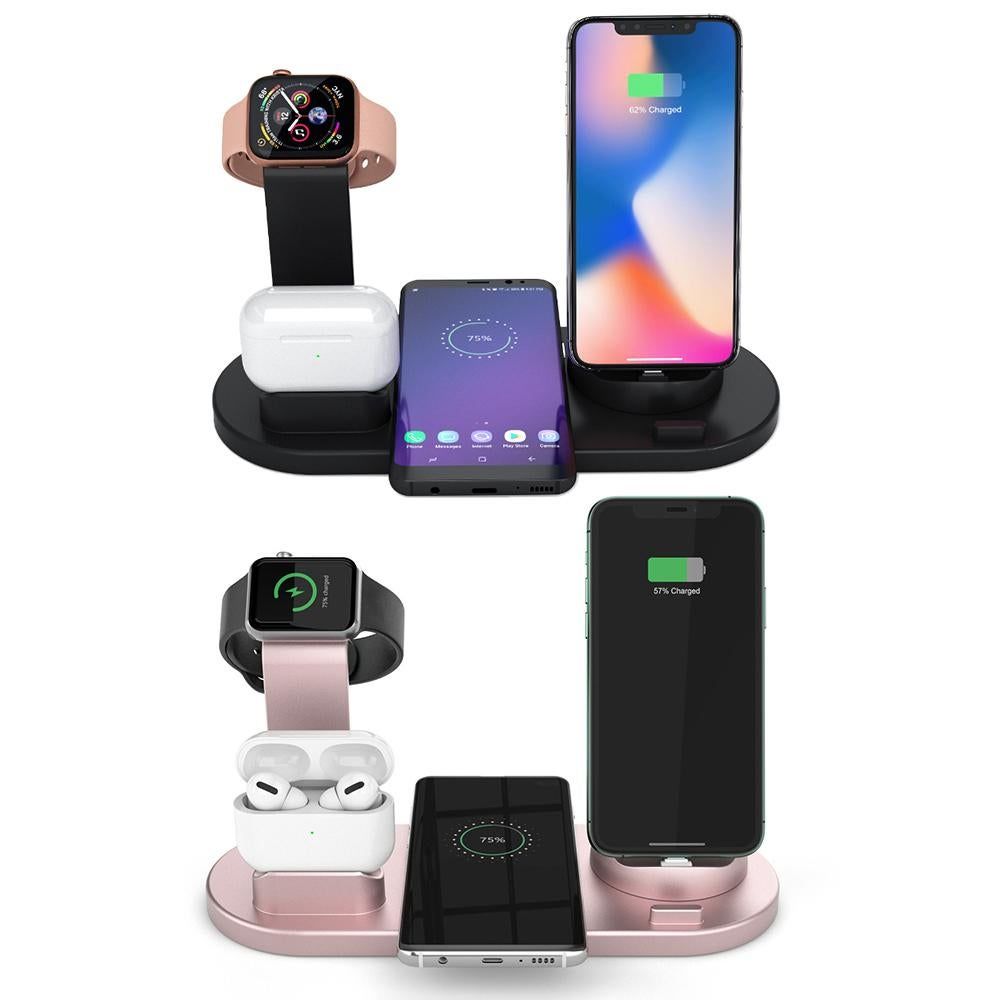 Wireless Charger Dock 3 in 1 Charging Station Wireless Charger Stand for Apple iPhone Watch -Rose gold - Image 8