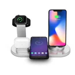 Wireless Charging Station Compatible for Apple 6 in 1 Charger Stand Dock -White - charging together - Image 3
