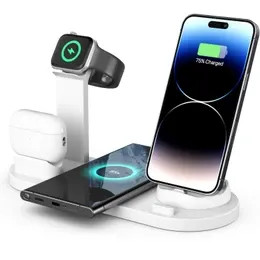 Wireless Charging Station Compatible for Apple 6 in 1 Charger Stand Dock -White - charging together - Image 4
