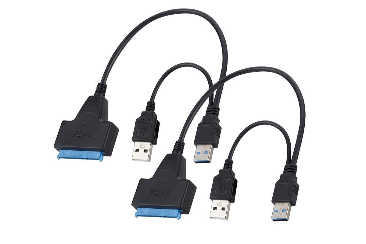 2Pcs USB 3.0 to SATA Hard Drive Adapter Cable External Hard Drive Converter Support for 2.5 inch Hard Drive HDD SSD Dual USB - Image 2