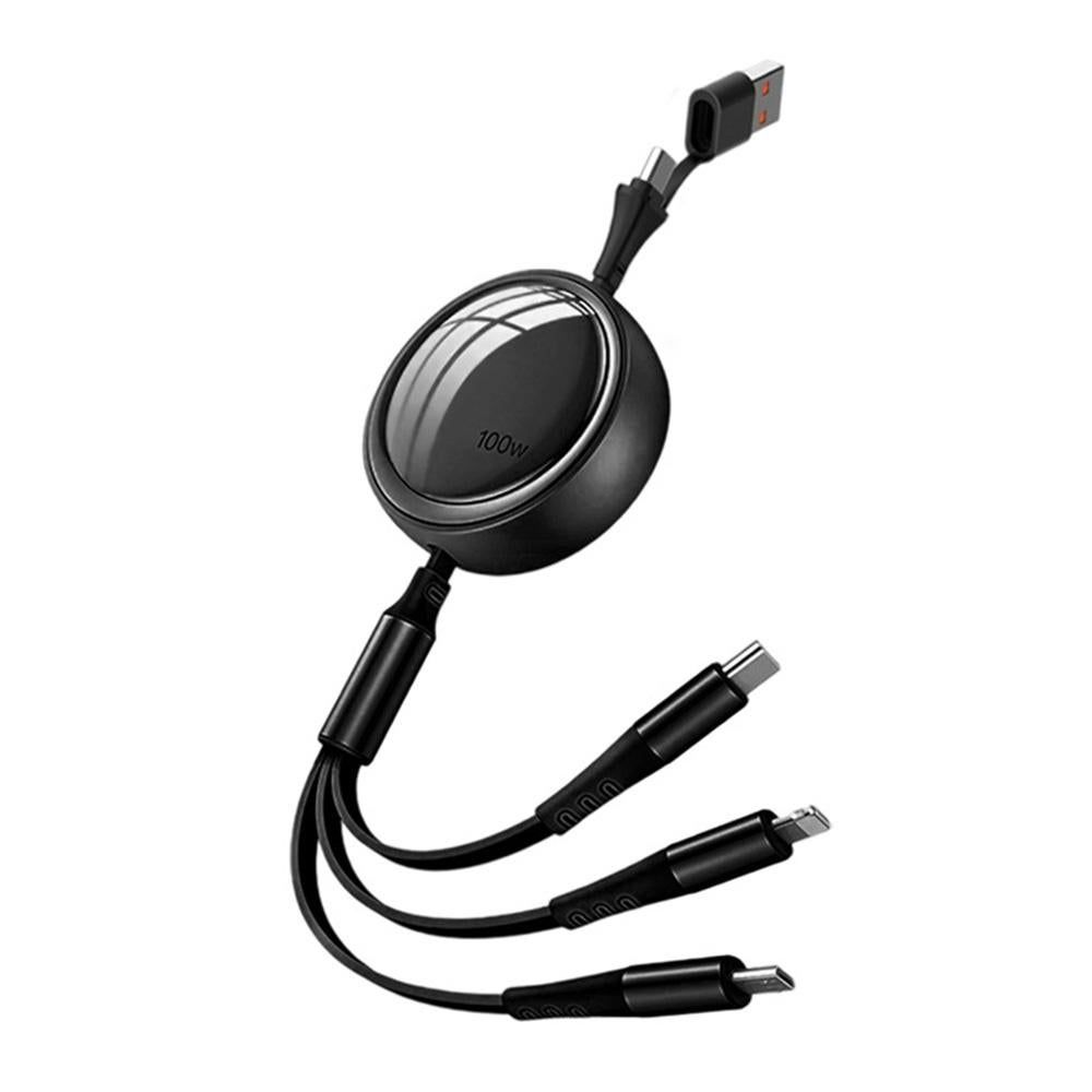 3 In 2 Retractable Multi Charging Cable Retracted USB C Cell Phone Charger - Image 8
