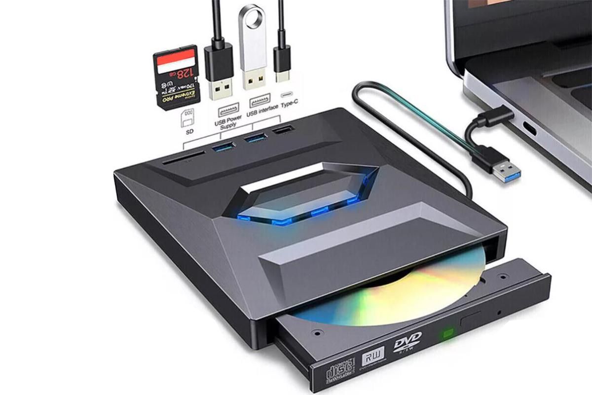 7 in 1 External CD DVD Drive USB3.0 Type-C Writer Burner Player for Laptop Windows - Image 1