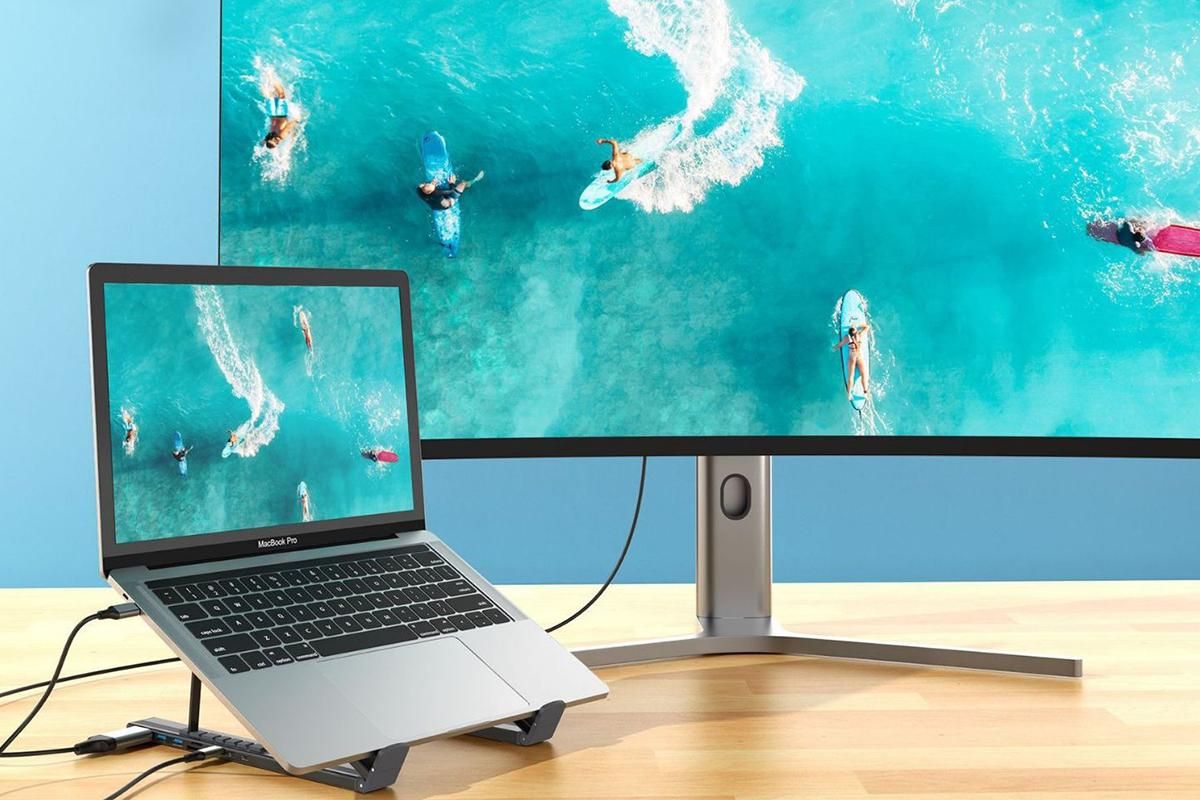8-in 1 Laptop Stand with Docking Station USB 3.0 PD 100W 4K HDMI for MacBook - Image 2