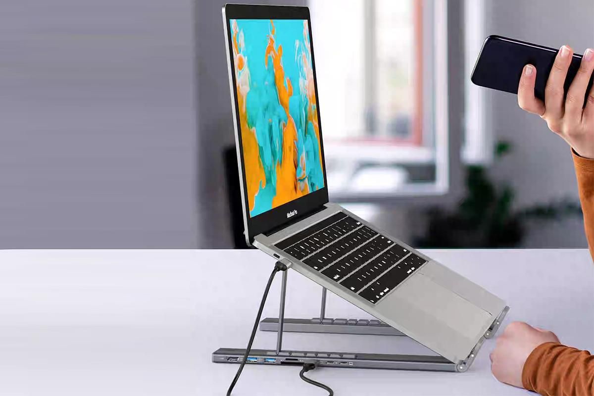8-in 1 Laptop Stand with Docking Station USB 3.0 PD 100W 4K HDMI for MacBook - Image 3