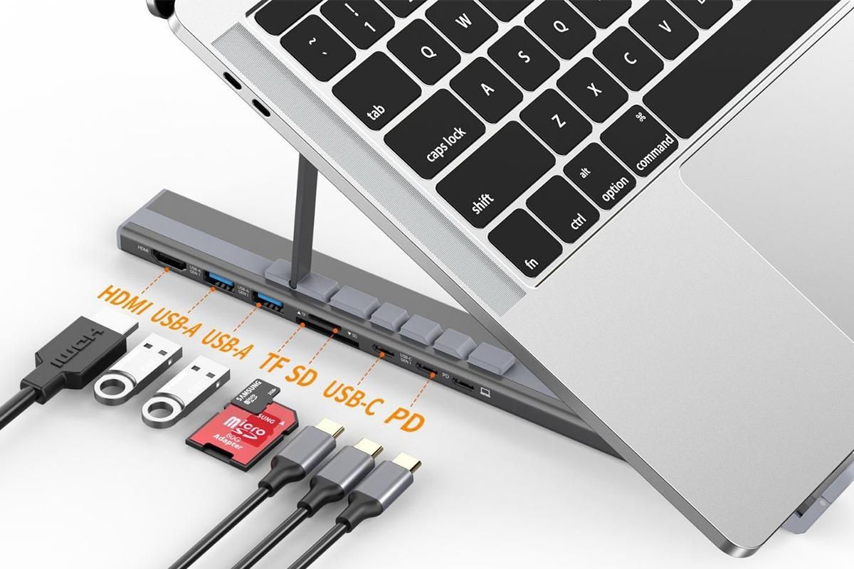 8-in 1 Laptop Stand with Docking Station USB 3.0 PD 100W 4K HDMI for MacBook - Image 5