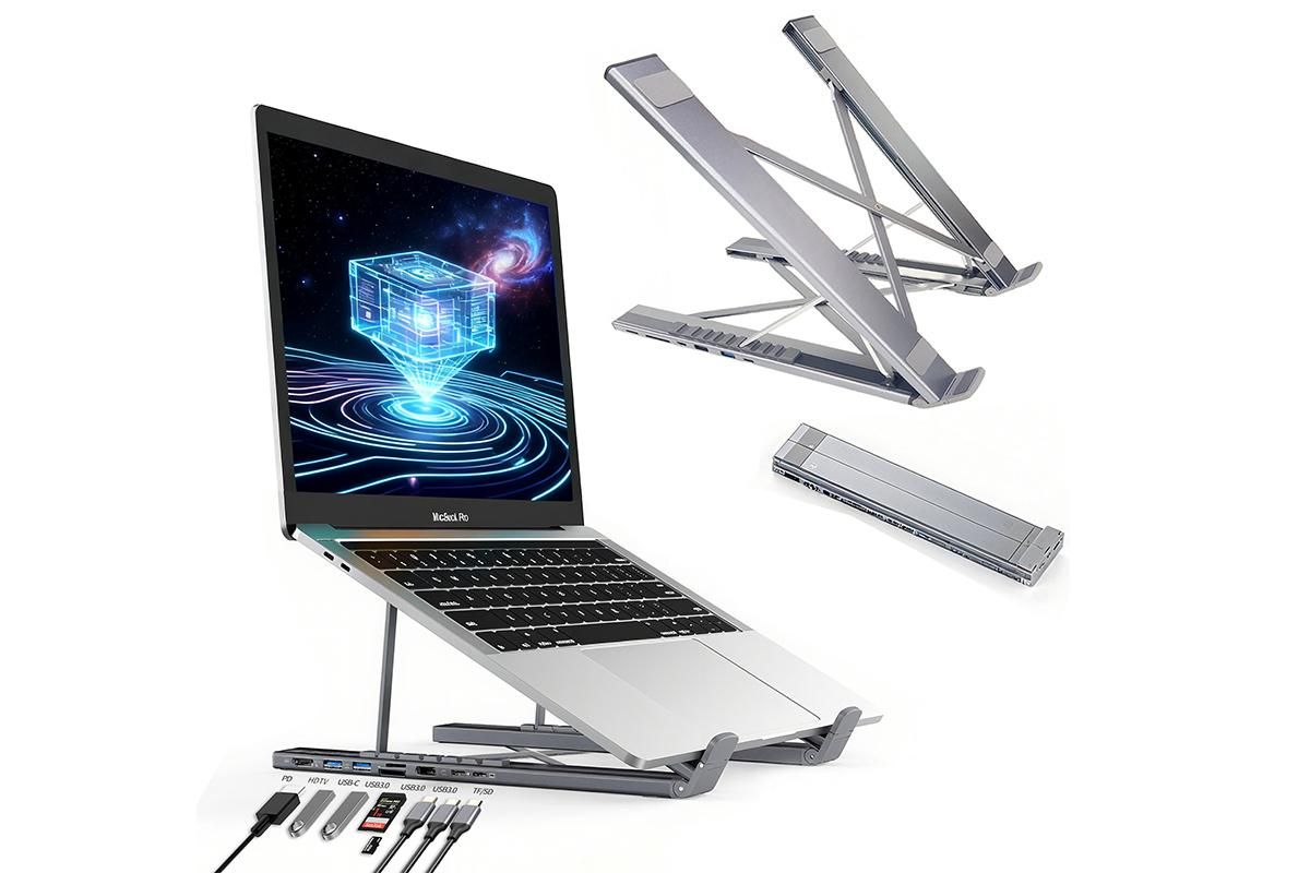 8-in 1 Laptop Stand with Docking Station USB 3.0 PD 100W 4K HDMI for MacBook - Image 6