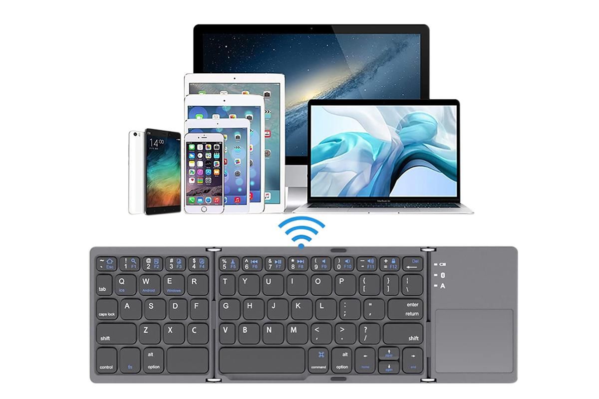 Foldable Bluetooth Keyboard with Touchpad Full-Size Travel Keyboards for Windows iOS Android-USB-B Interface - Image 7
