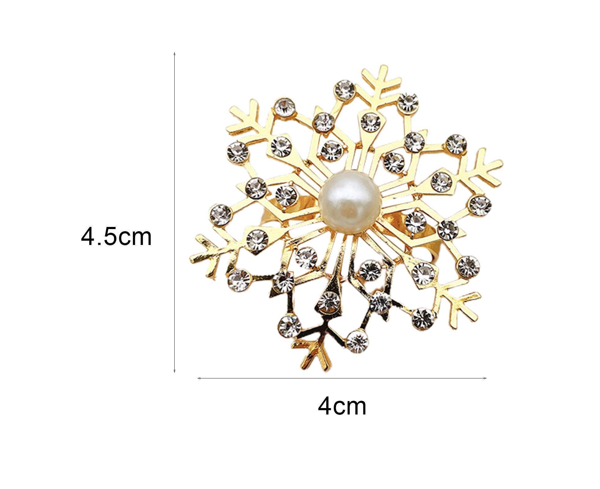 6Pcs Snowflake Napkin Ring Creative Clip-Golden - Image 2