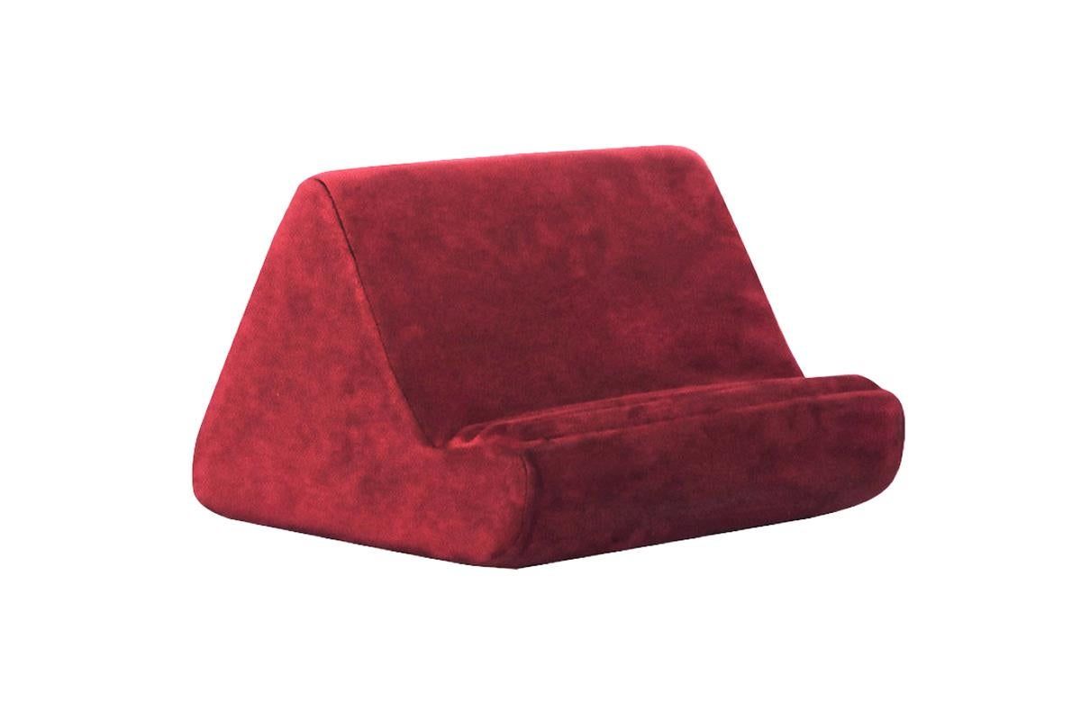 Tablet Holder Multi Angle Lazy Holder Stand with 2 Pockets for Bed Desk-Wine Red - Image 2