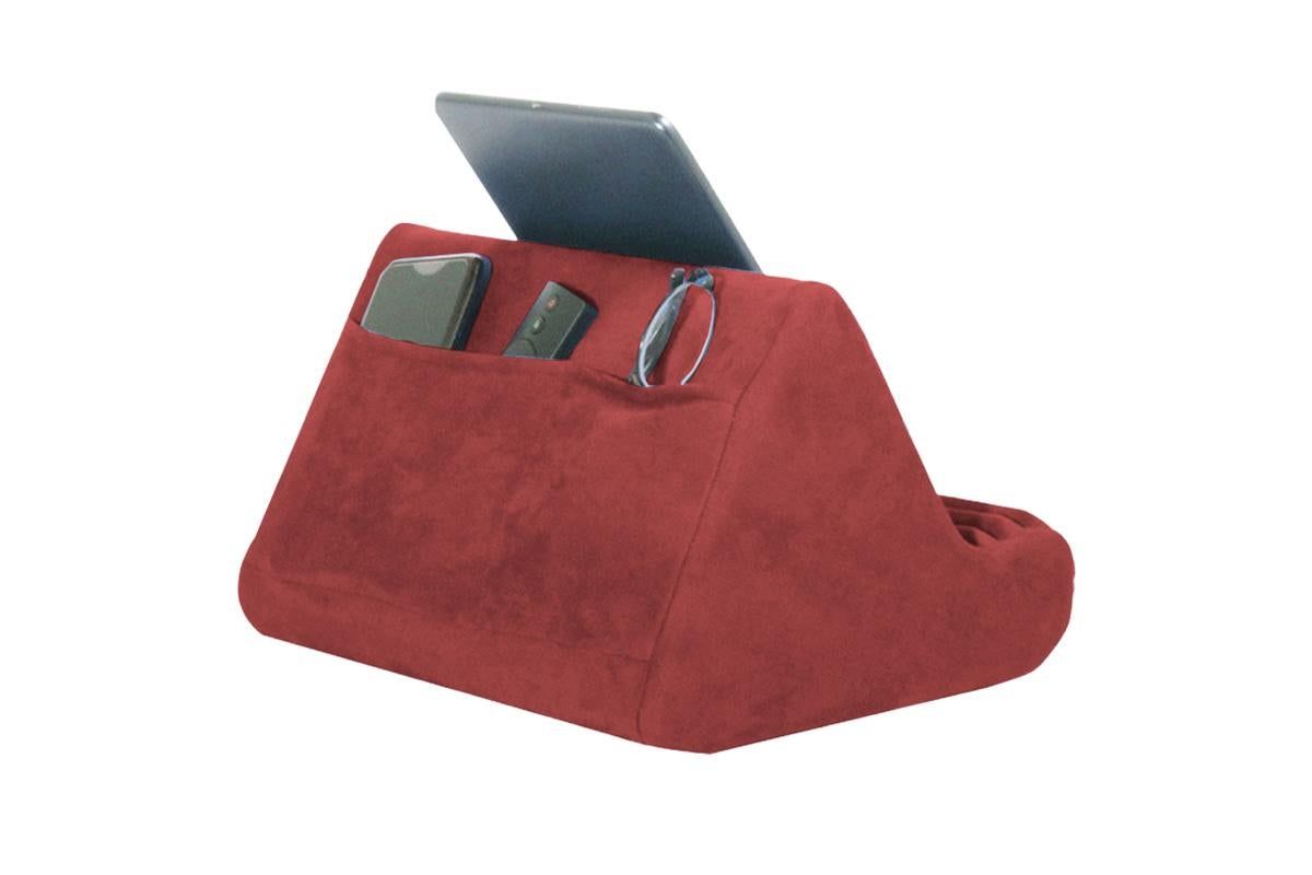 Tablet Holder Multi Angle Lazy Holder Stand with 2 Pockets for Bed Desk-Wine Red - Image 3