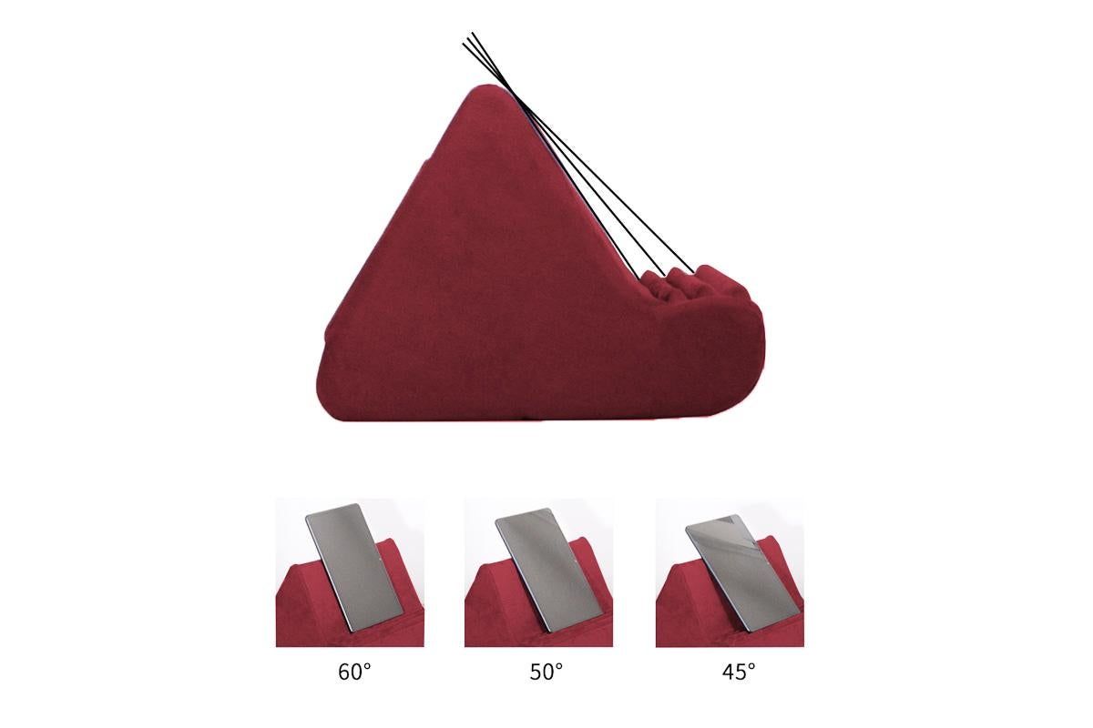 Tablet Holder Multi Angle Lazy Holder Stand with 2 Pockets for Bed Desk-Wine Red - Image 6