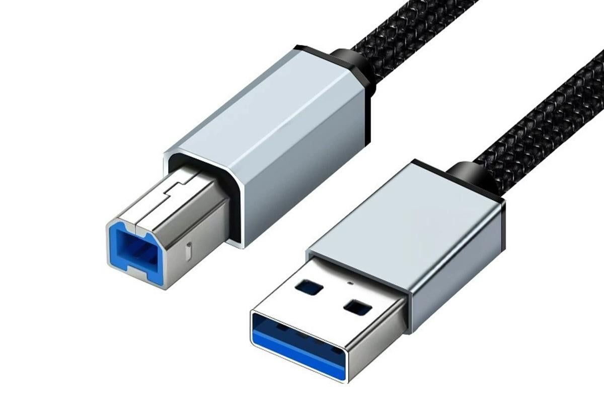 USB to USB 2.0 Printer Cable 1.5m Braided Cord for Scanner - Image 2