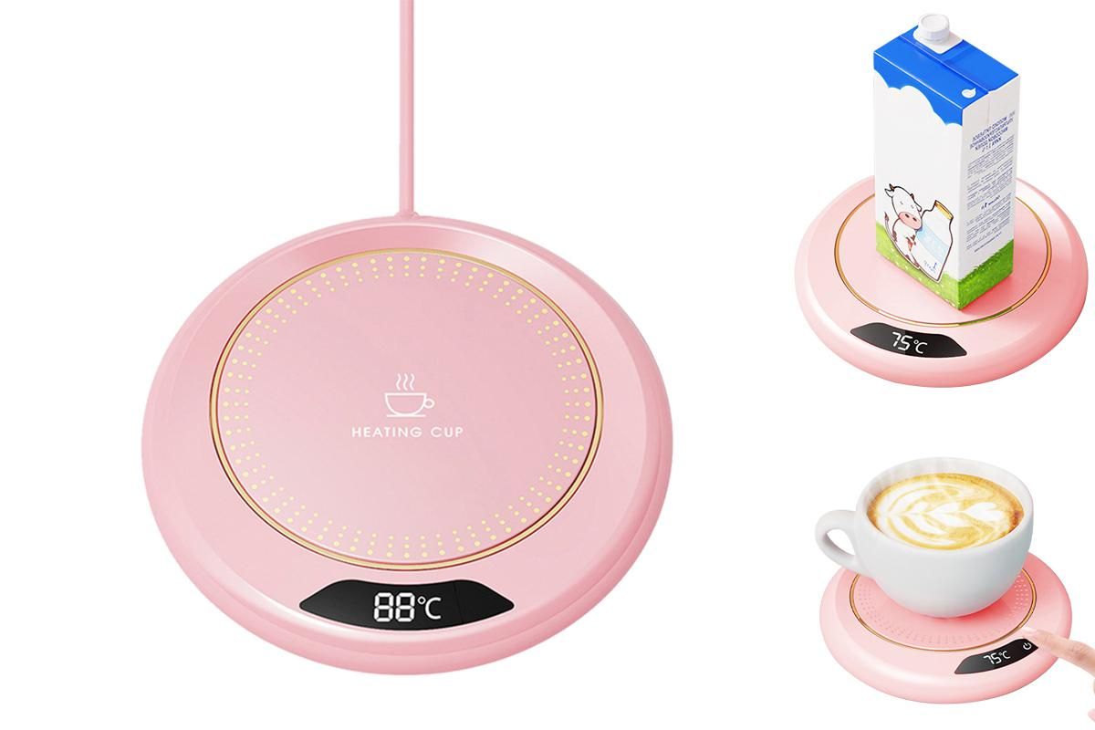 Electric Coffee Mug Warmer USB Cup With 3 Temp Settings-Pink - Image 1