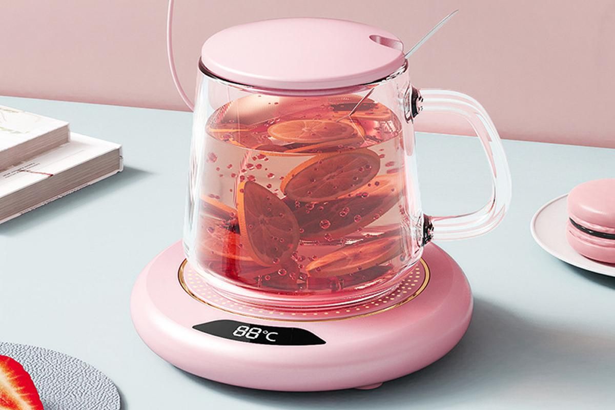 Electric Coffee Mug Warmer USB Cup With 3 Temp Settings-Pink - Image 2
