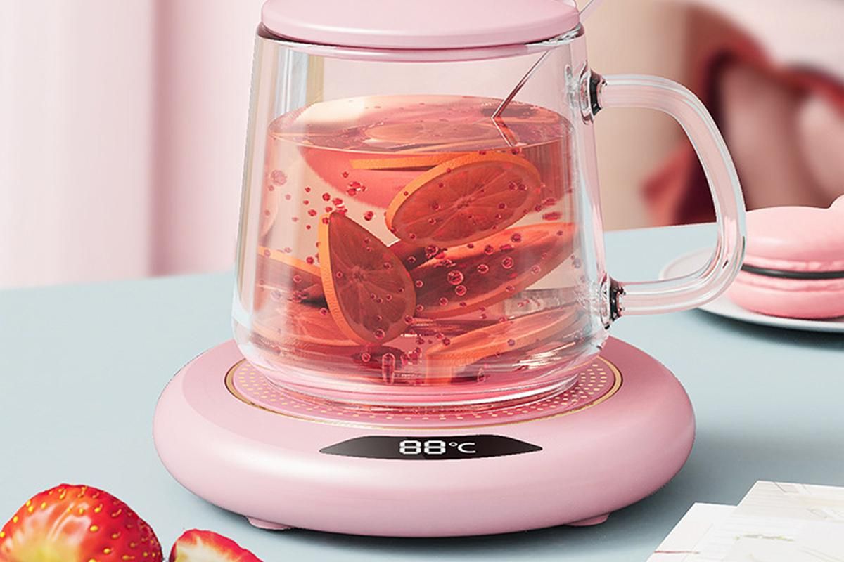Electric Coffee Mug Warmer USB Cup With 3 Temp Settings-Pink - Image 3