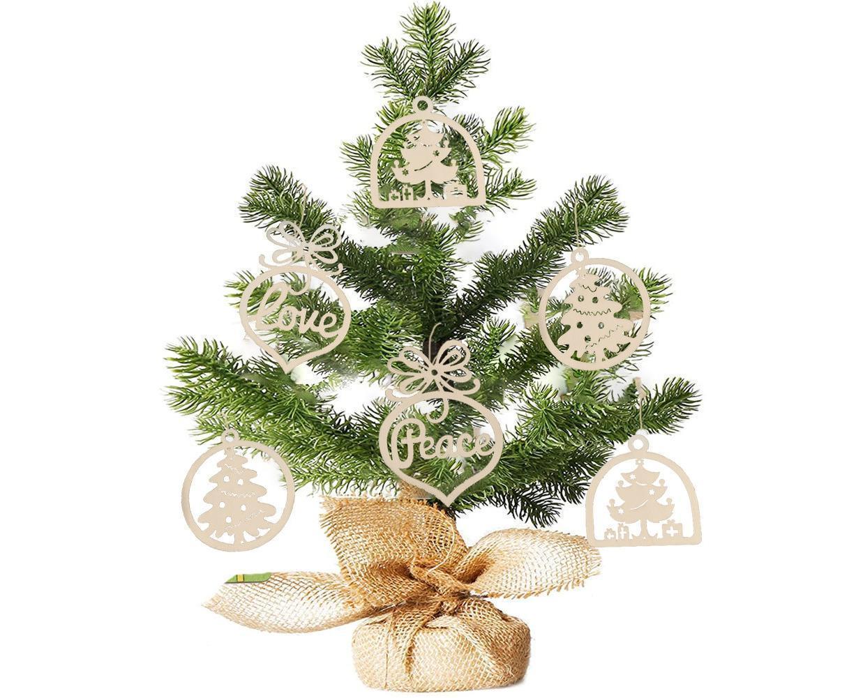 30Pcs Wood Christmas Tree Ornament Snowman Star Letter Hanging Pendant Decor-B - Image 4