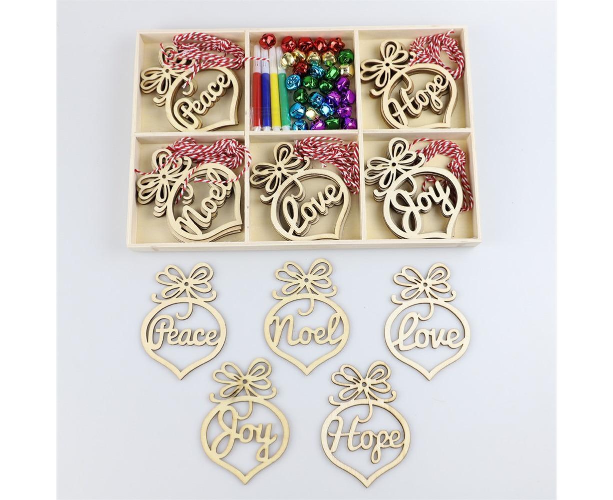 30Pcs Wood Christmas Tree Ornament Snowman Star Letter Hanging Pendant Decor-B - Image 5