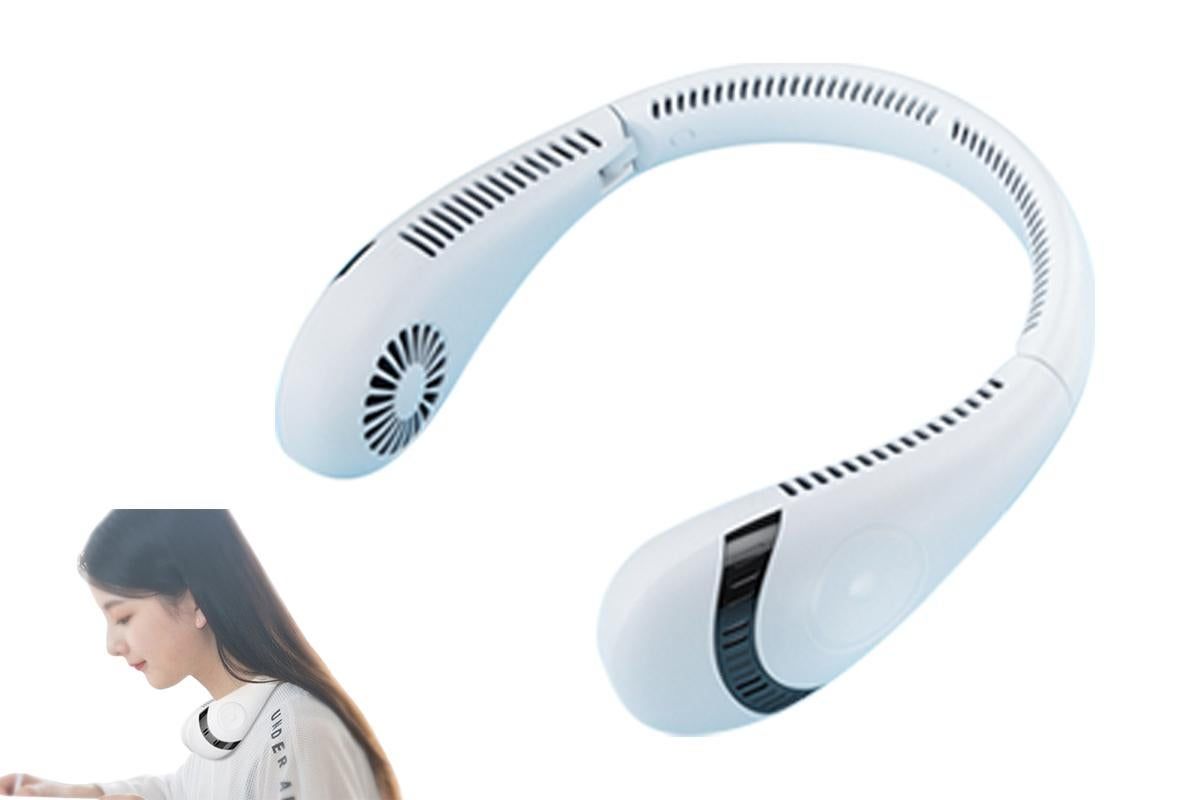 Portable Neck Fan Mini Hanging Neck Fan Rechargeable Personal Fan Hands Free Cooling Fan-White - Image 1