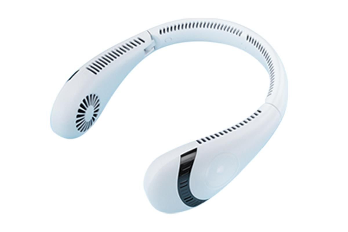 Portable Neck Fan Mini Hanging Neck Fan Rechargeable Personal Fan Hands Free Cooling Fan-White - Image 2