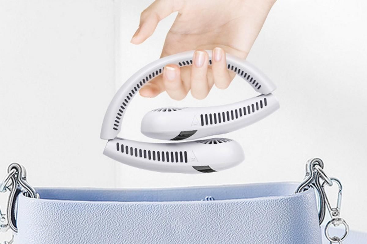 Portable Neck Fan Mini Hanging Neck Fan Rechargeable Personal Fan Hands Free Cooling Fan-White - Image 4