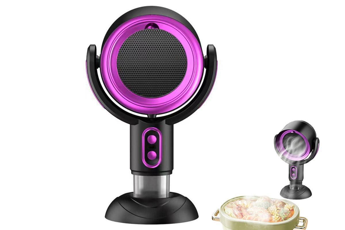 Portable Smoke Purifier Fan Removes Odors Dust Smoke for Cooking and Camping BBQ -BlackPurple - Image 1