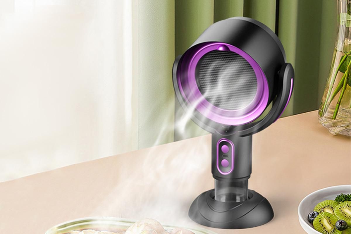 Portable Smoke Purifier Fan Removes Odors Dust Smoke for Cooking and Camping BBQ -BlackPurple - Image 3