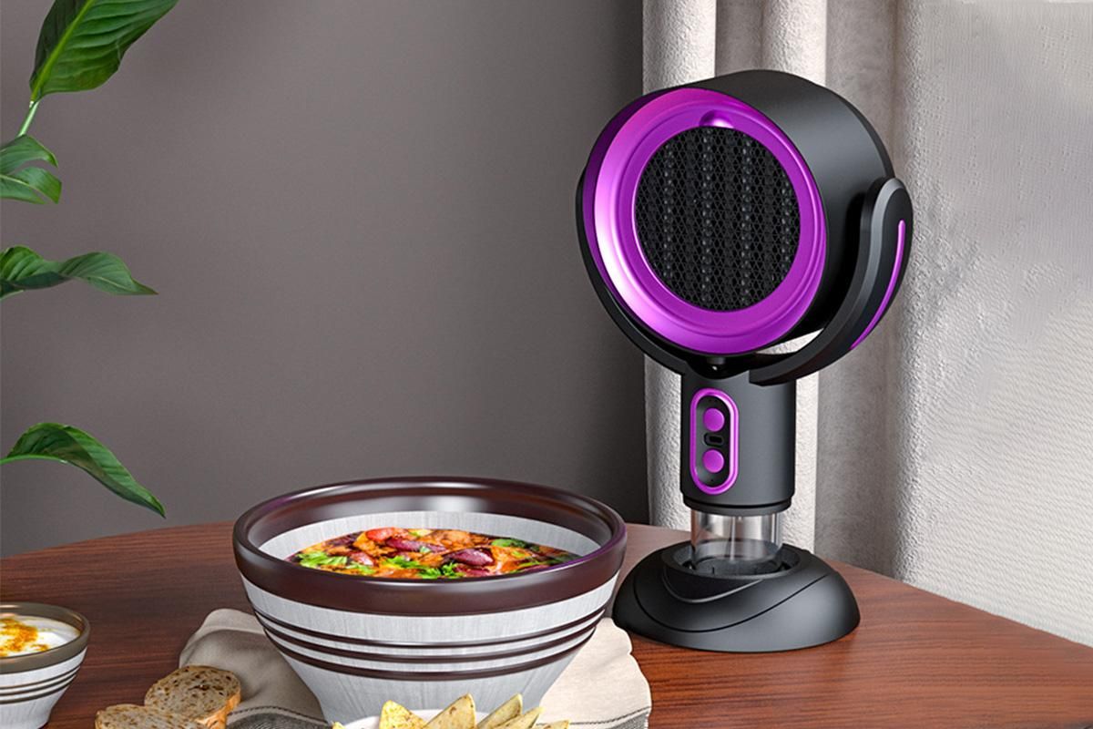 Portable Smoke Purifier Fan Removes Odors Dust Smoke for Cooking and Camping BBQ -BlackPurple - Image 5
