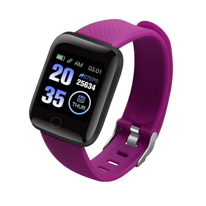 116plus Waterproof Smart Watch Sports Fitness Trackaer with Heart Rate Monitor for Men and Women-Purple - Image 2